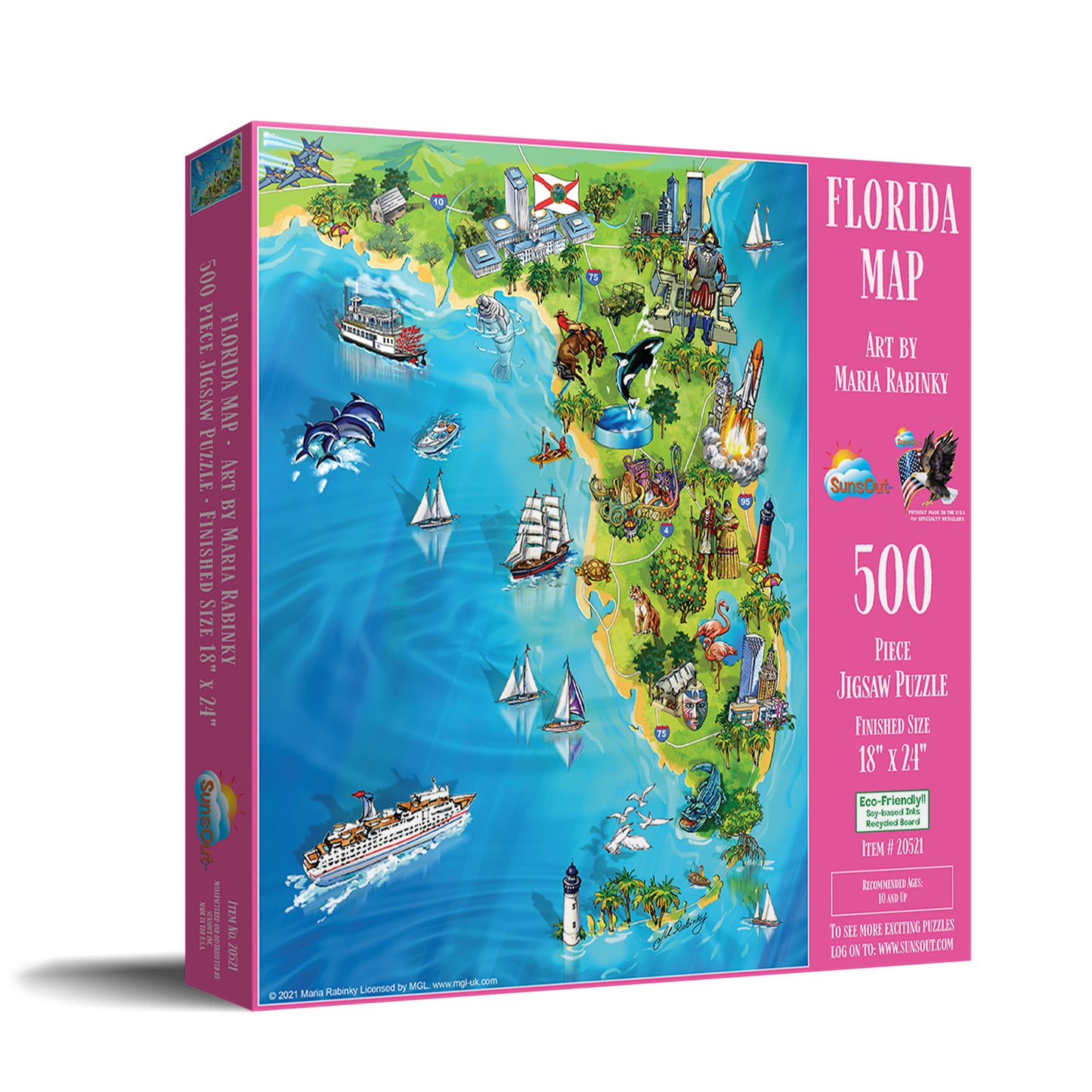Florida Map - 500 Piece Jigsaw Puzzle
