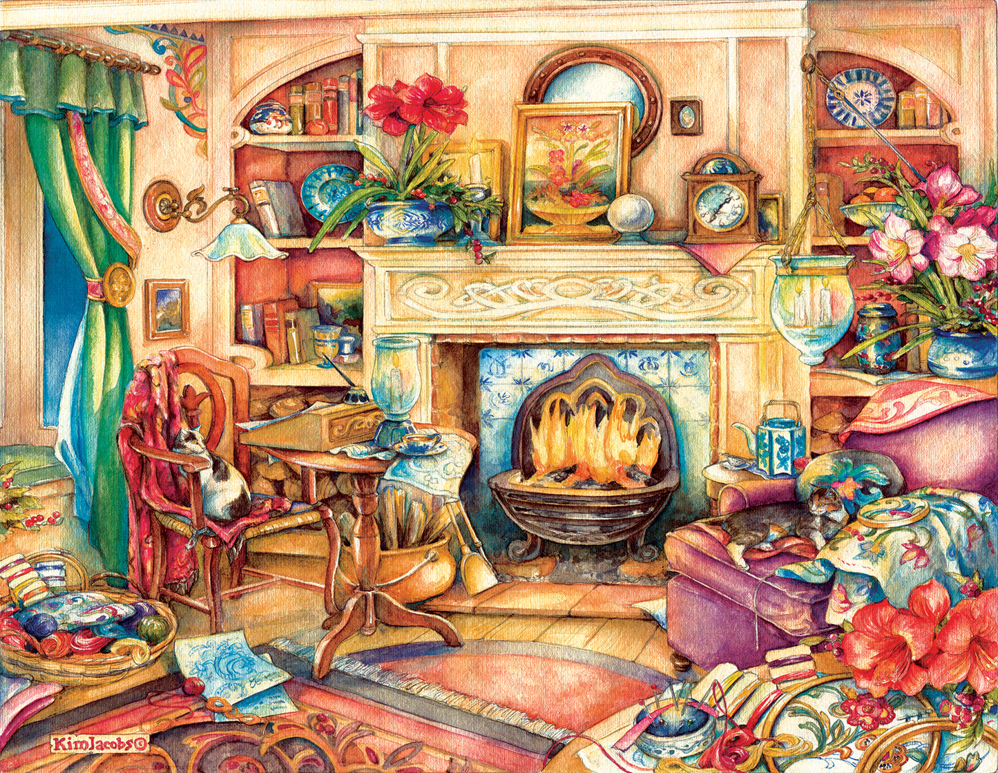 SunsOut - Fireside Embroidery - 1000 Large Piece Jigsaw Puzzle