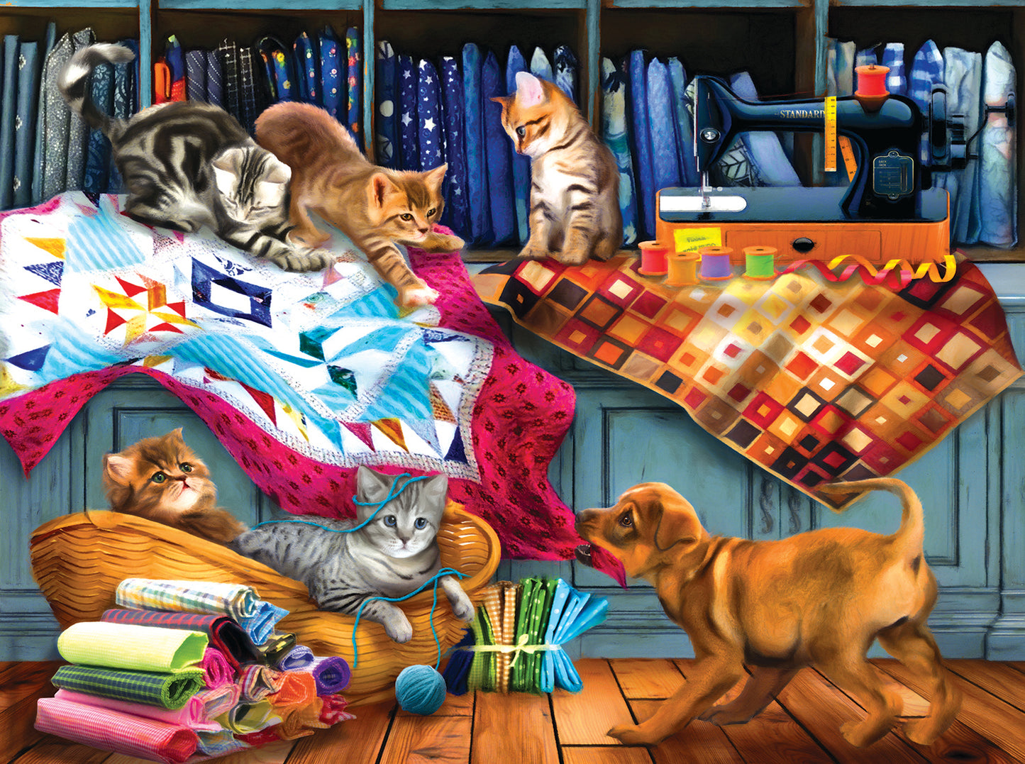 Quilting Room Mischief - 1000 Piece Jigsaw Puzzle