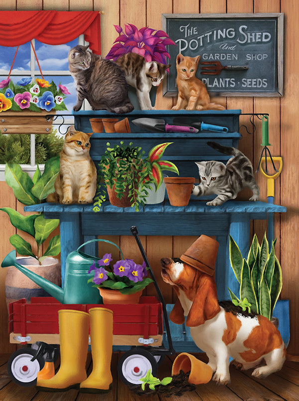 Trouble in the Potting Shed - 1000 Piece Jigsaw Puzzle