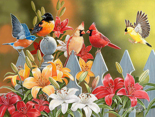 Birds on a Fence - 300 Piece Jigsaw Puzzle