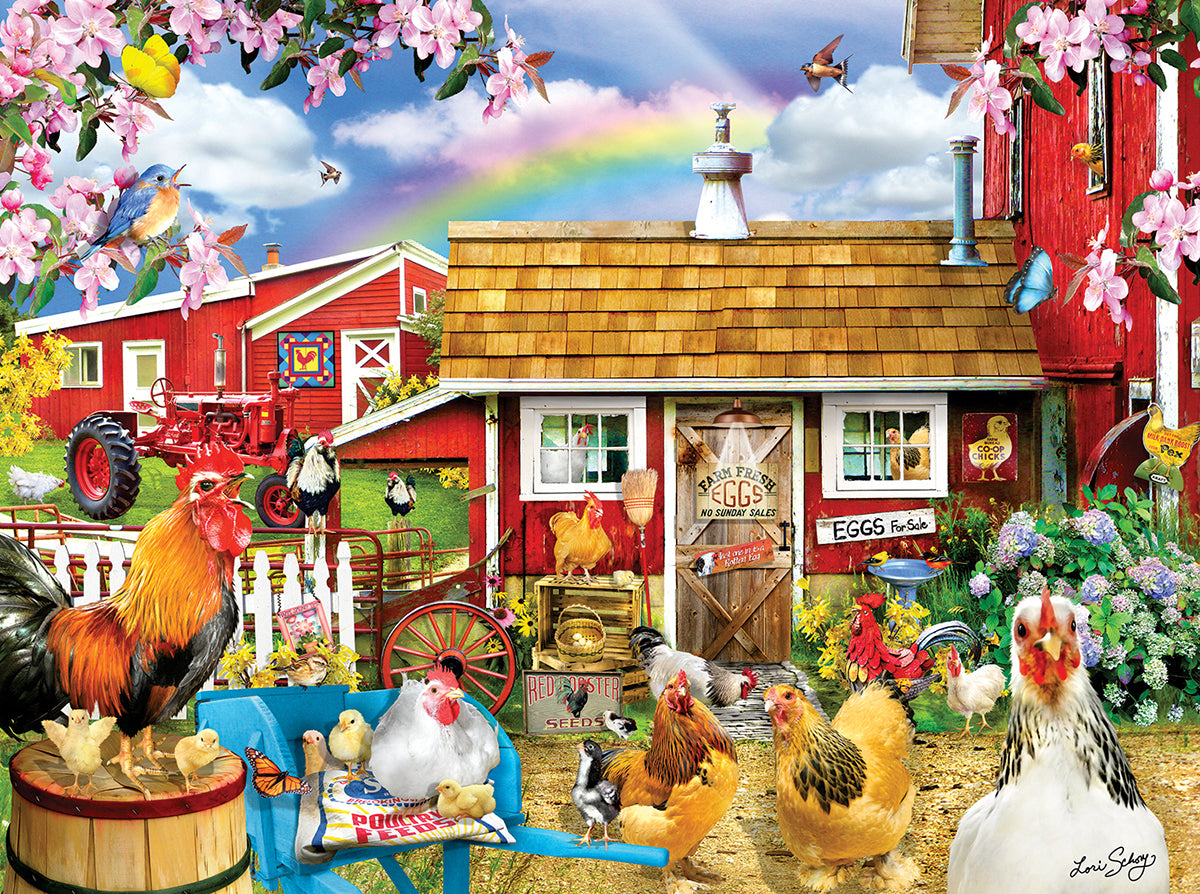 Springtime Chickens - 1000 Piece Jigsaw Puzzle