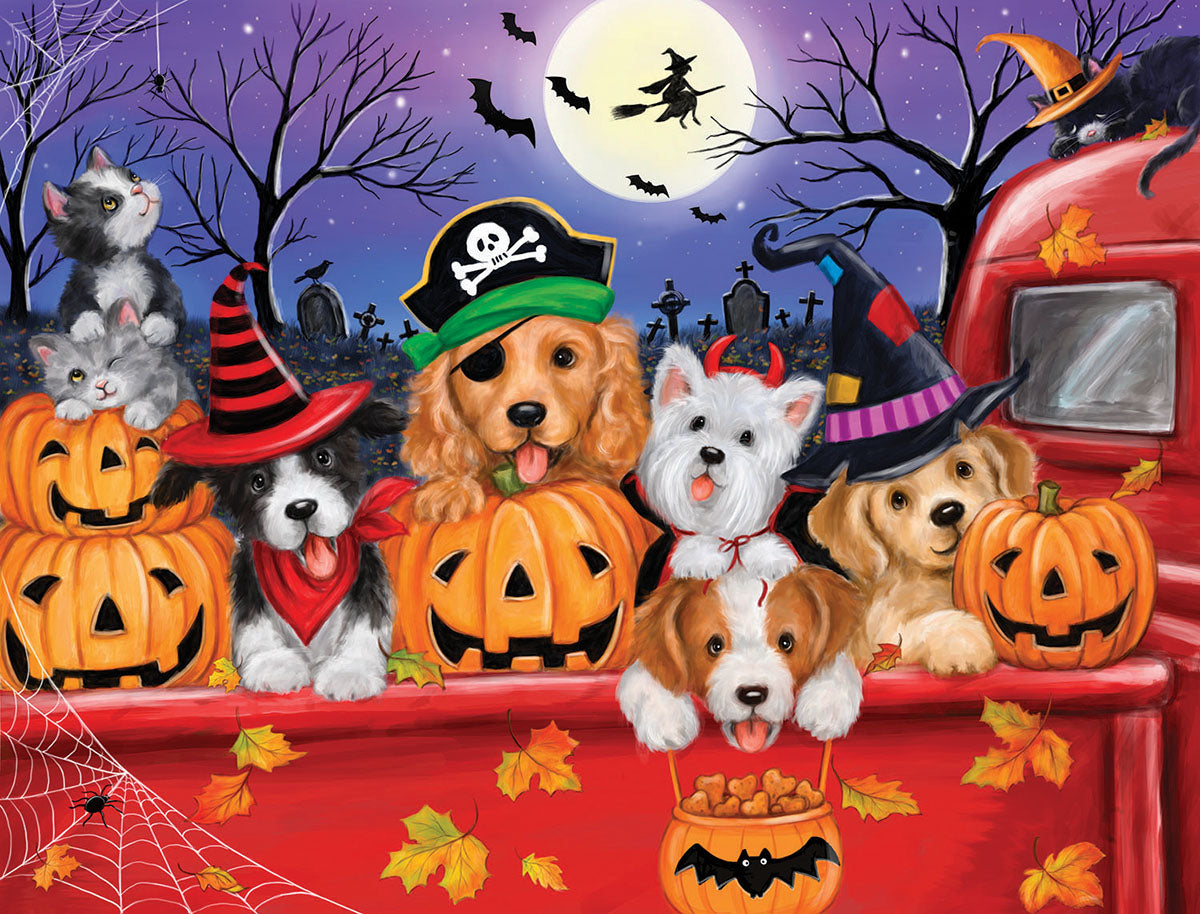 Red Truck Halloween - 300 Piece Jigsaw Puzzle