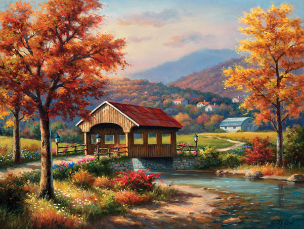 Covered Bridge in Fall (16) - 500 Piece Jigsaw Puzzle
