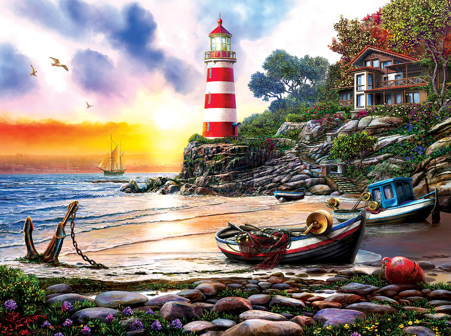 Lighthouse Harbor - 1000 Piece Jigsaw Puzzle