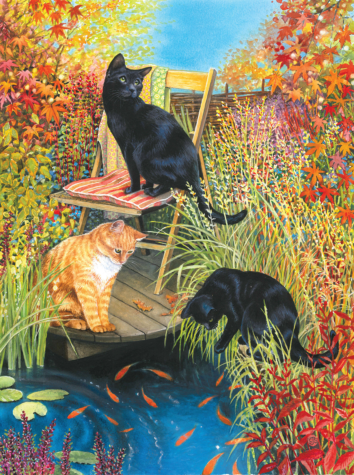 Cats and Koi - 1000 Piece Jigsaw Puzzle