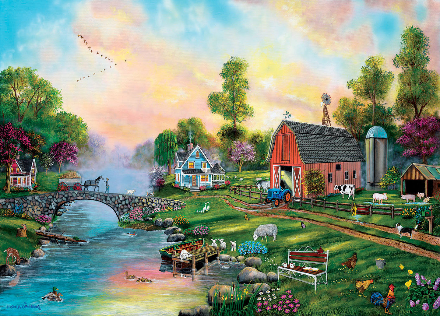 Bridge to the Farm - 500 Large Piece Jigsaw Puzzle