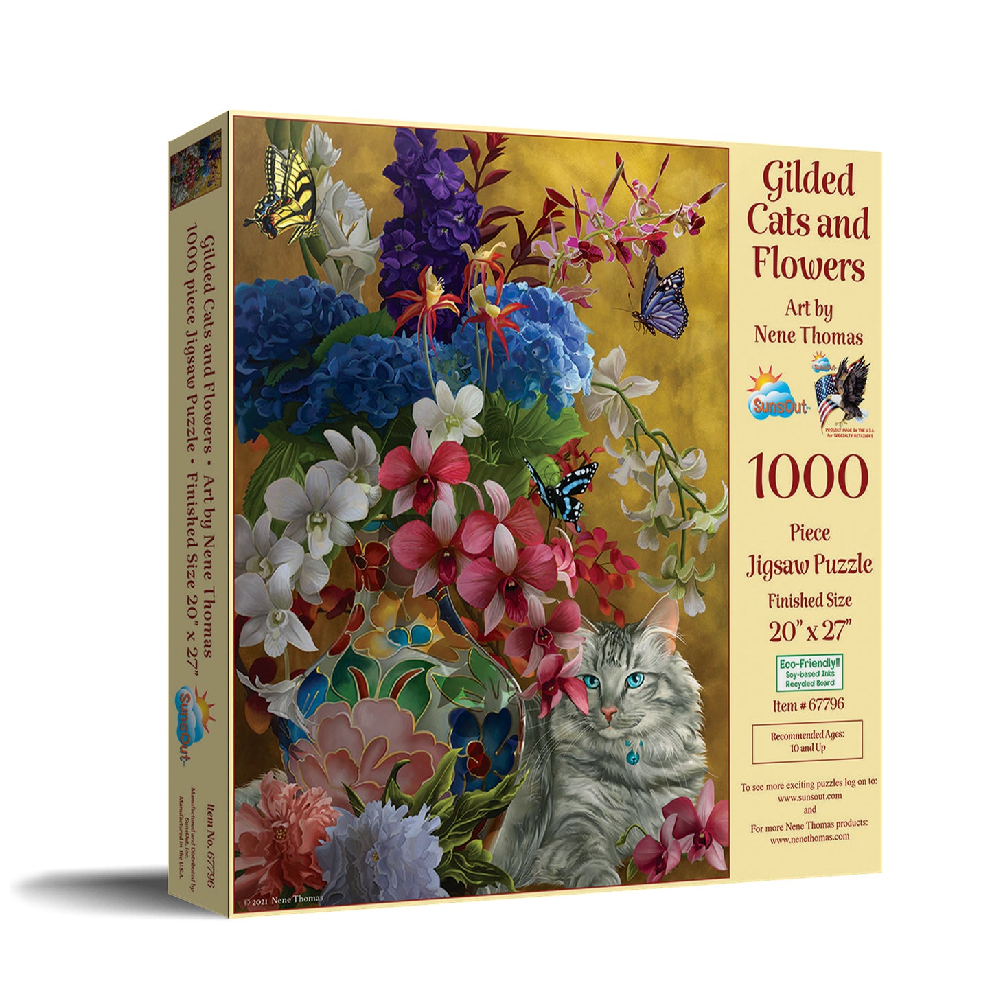 Gilded Cats And Flowers - 1000 Piece Jigsaw Puzzle