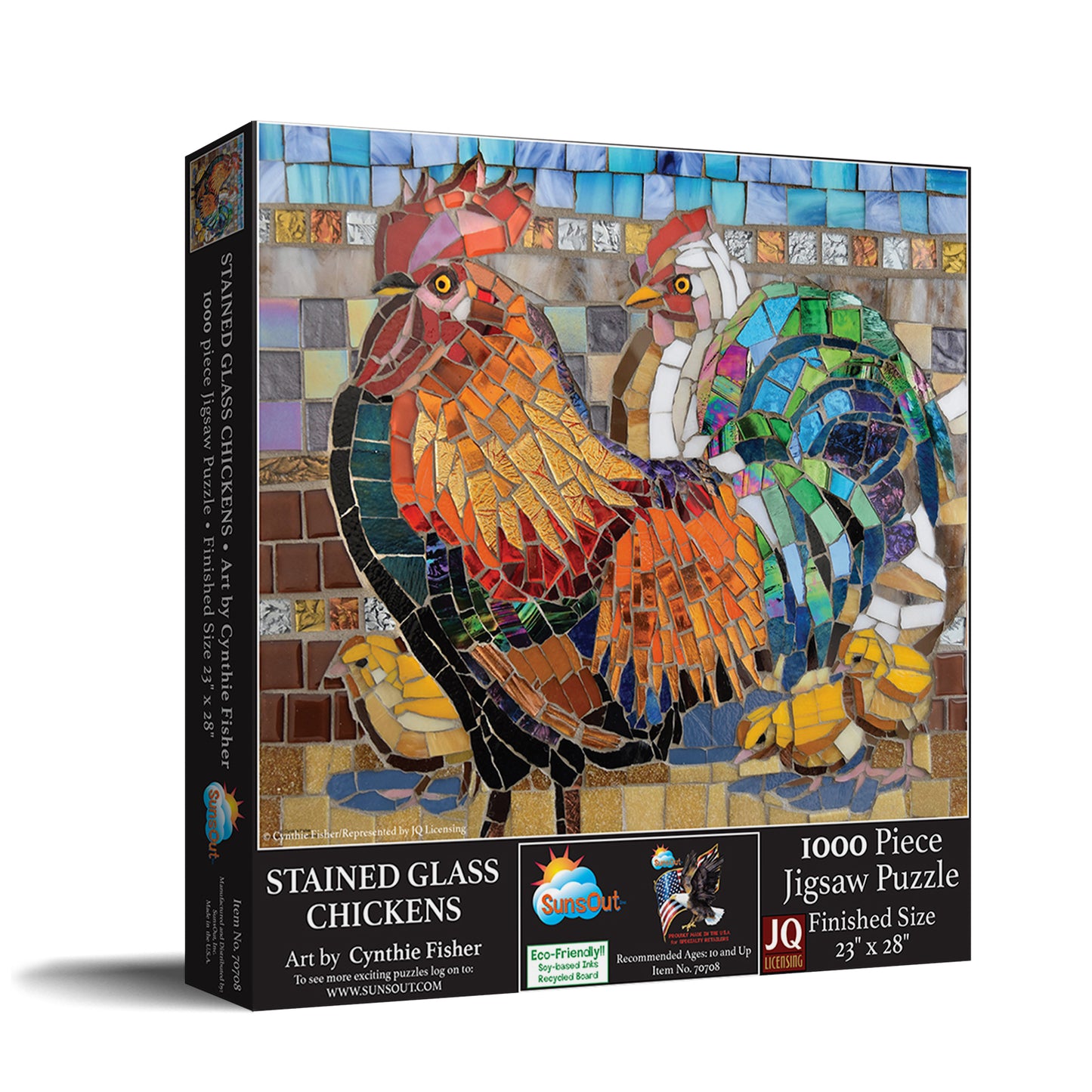 Stained Glass Chickens - 1000 Piece Jigsaw Puzzle