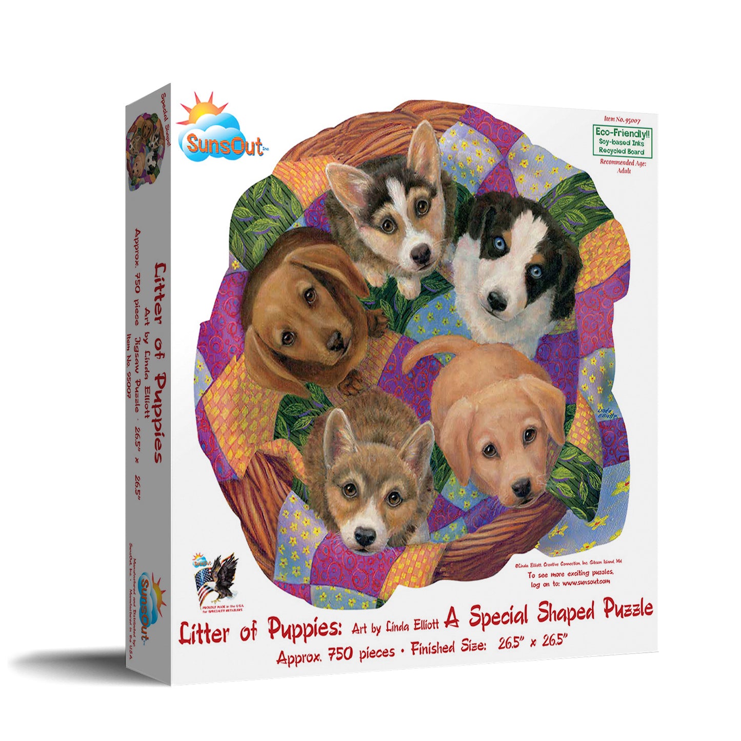 Litter of Puppies - Shaped 750 Piece Jigsaw Puzzle