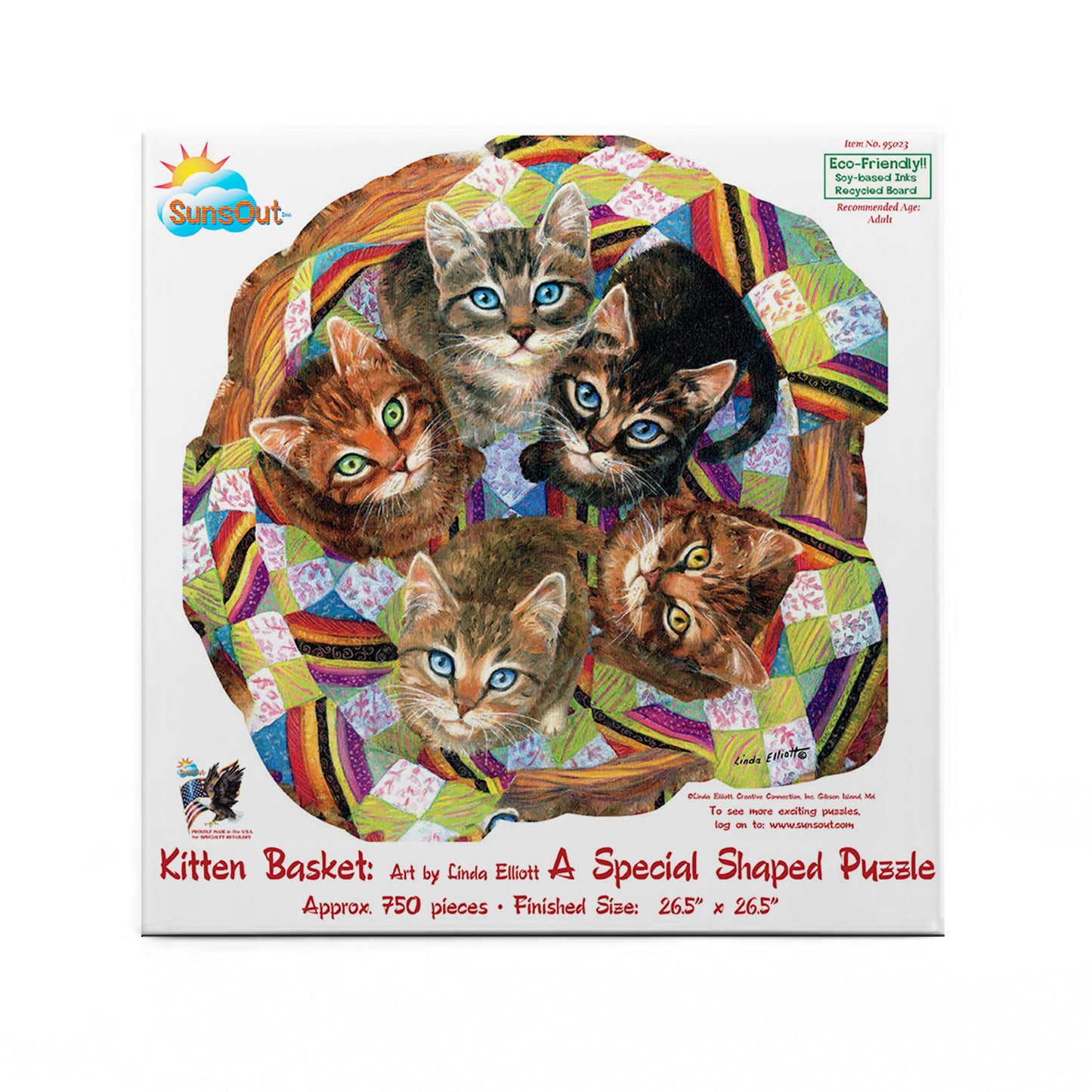 Kitten Basket - Shaped 750 Piece Jigsaw Puzzle