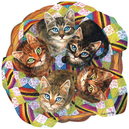 Kitten Basket - Shaped 750 Piece Jigsaw Puzzle