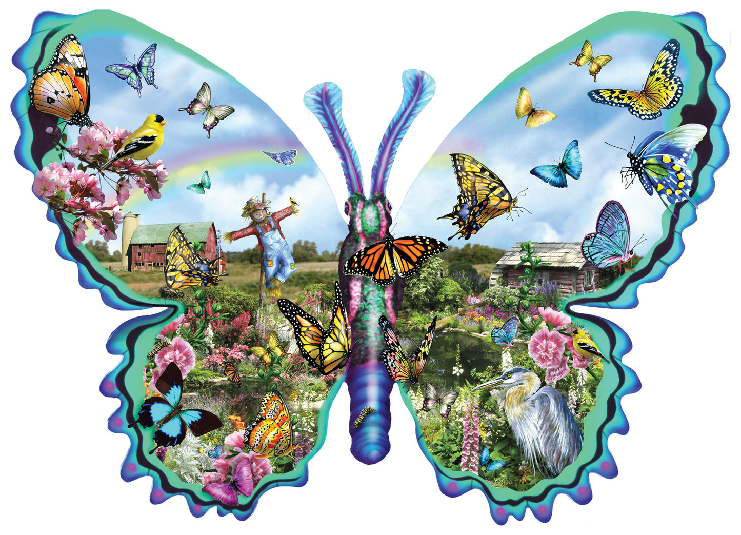 Butterfly Farm - Shaped 1000 Piece Jigsaw Puzzle