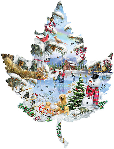 Winter on the Lake - Shaped 1000 Piece Jigsaw Puzzle