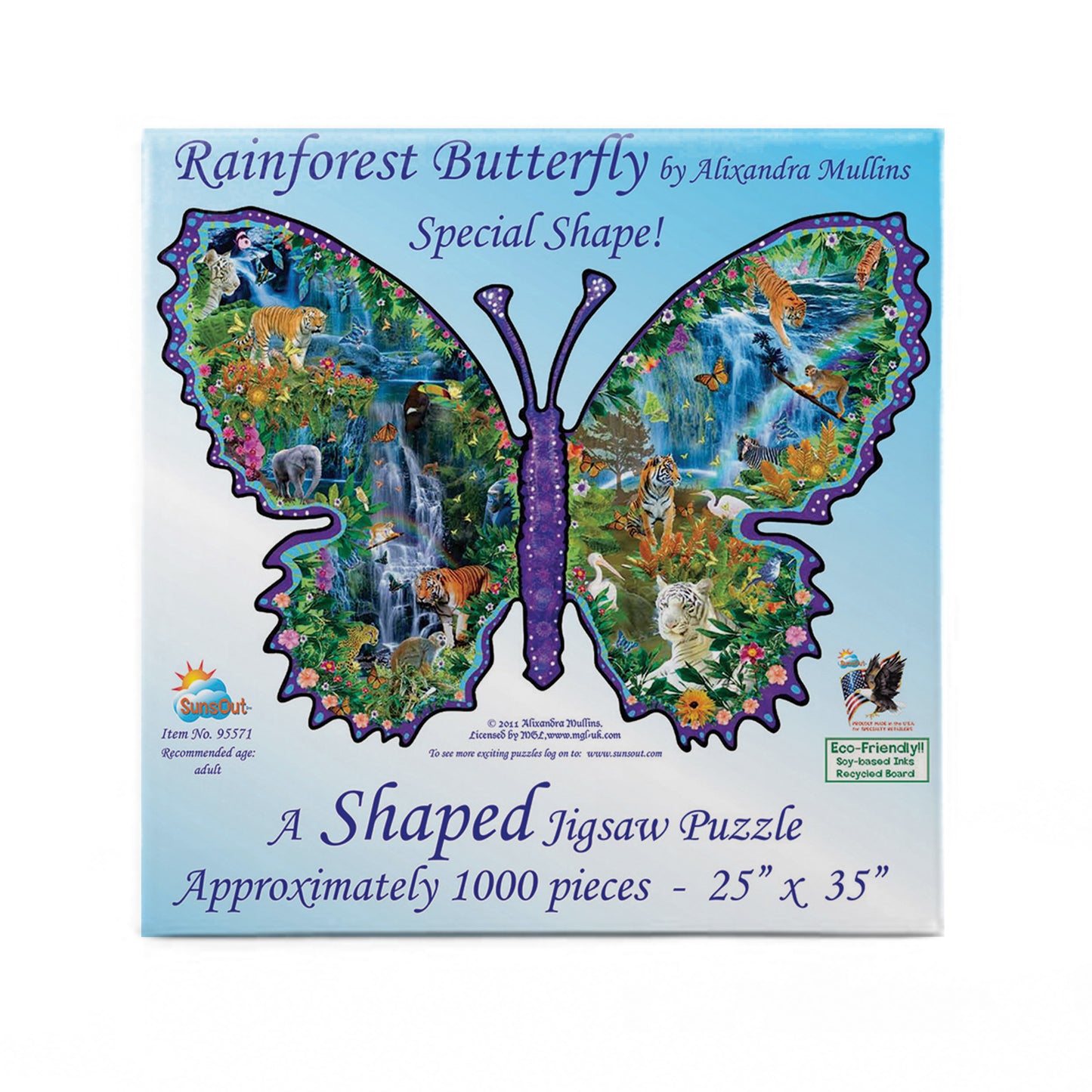 Rainforest Butterfly - Shaped 1000 Piece Jigsaw Puzzle