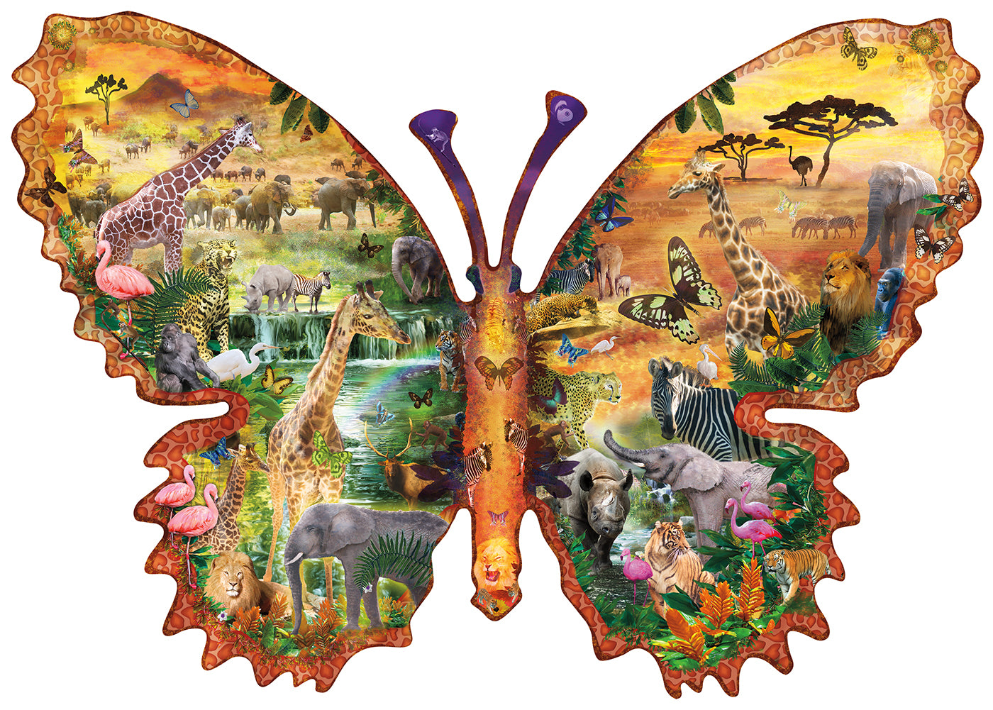 African Butterfly - Shaped 1000 Piece Jigsaw Puzzle