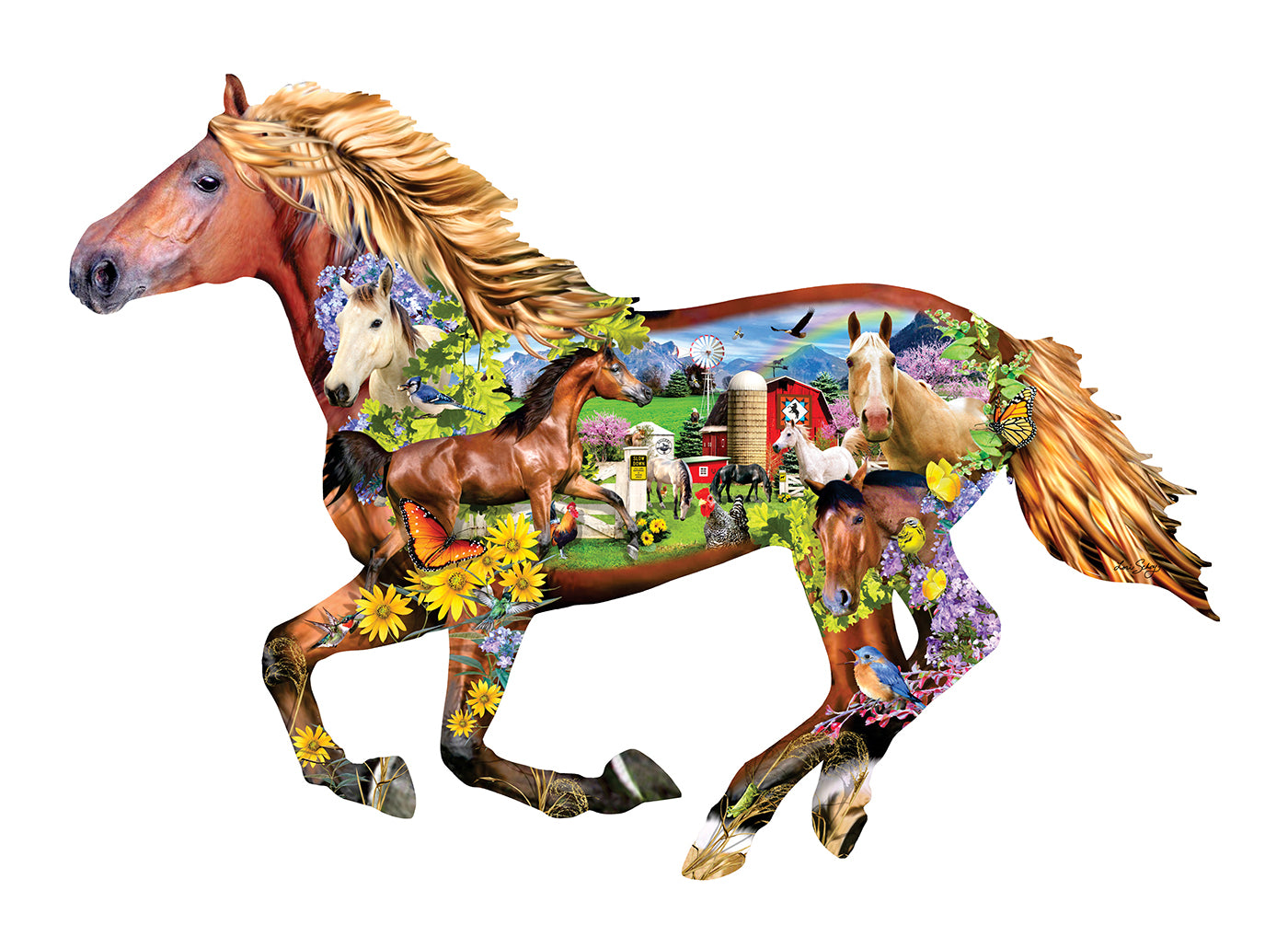Horse Farm - Shaped 800 Piece Jigsaw Puzzle
