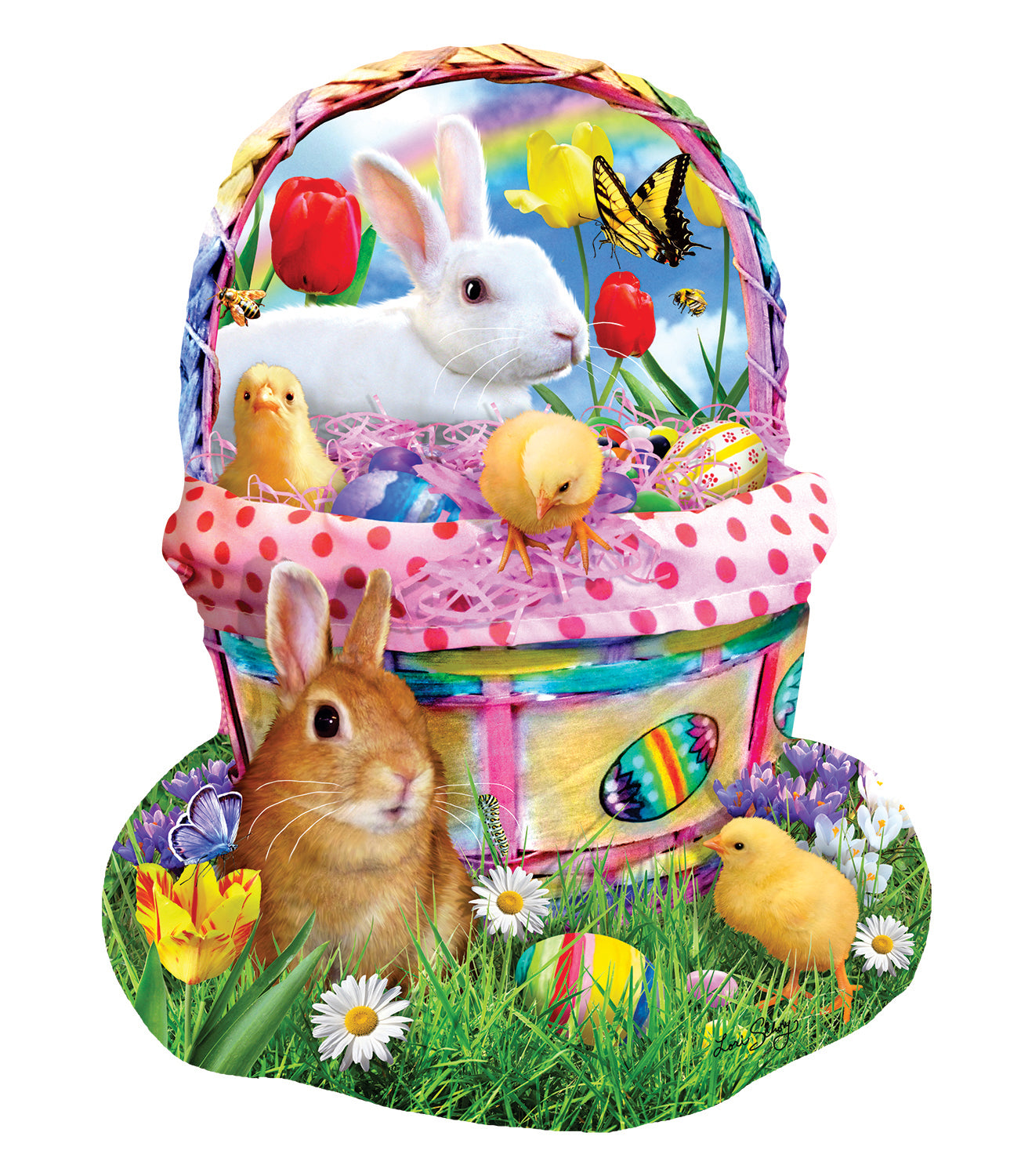 Bunny's Easter Basket - Shaped 1000 Piece Jigsaw Puzzle