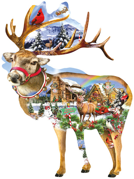 Reindeer Training - Shaped 800 Piece Jigsaw Puzzle