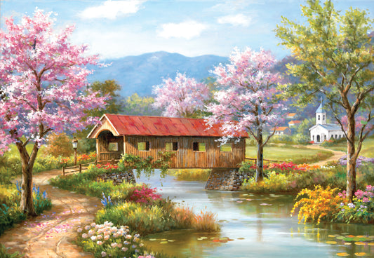 Covered Bridge in Spring - 300 Piece Jigsaw Puzzle