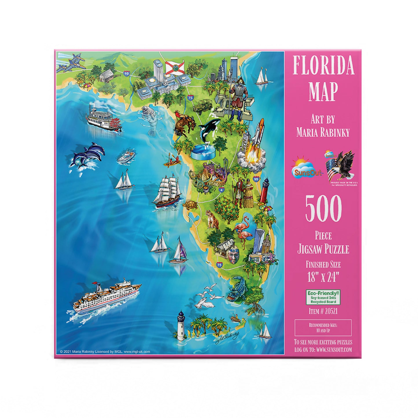 Florida Map - 500 Piece Jigsaw Puzzle