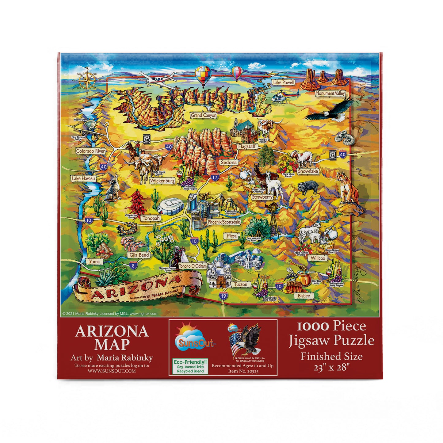 Arizona Map - 1000 Piece Jigsaw Puzzle