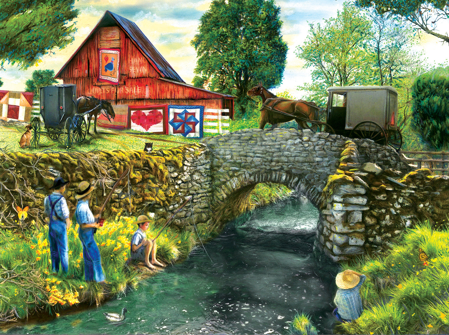 Fishing Down by the Stream - 1000 Piece Jigsaw Puzzle