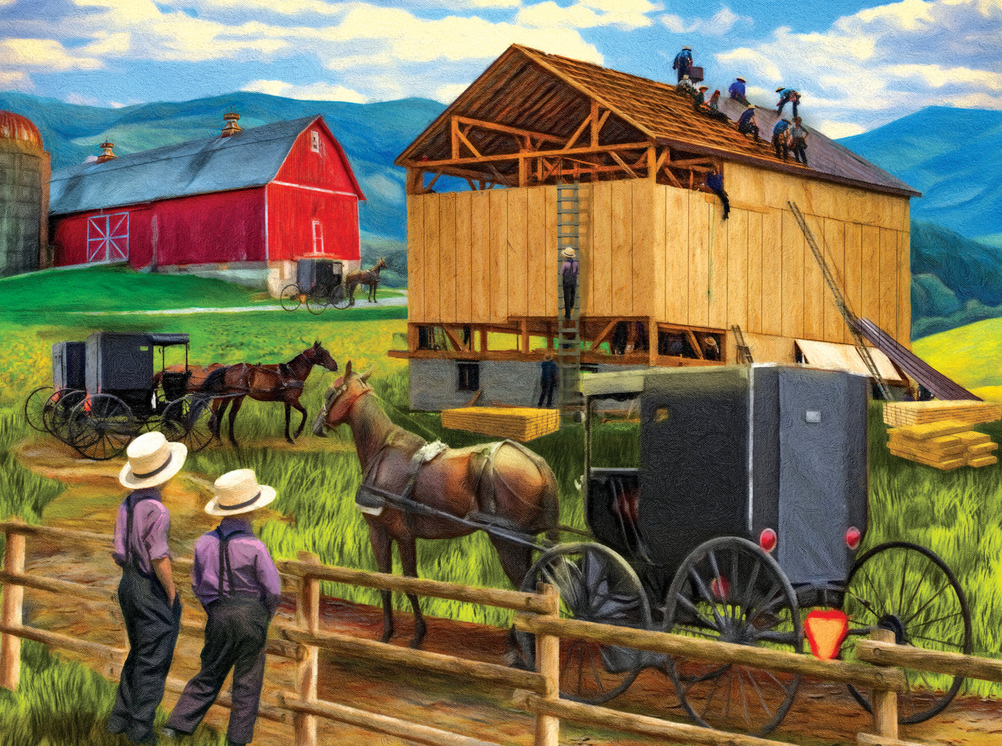 Raising the Barn - 500 Piece Jigsaw Puzzle