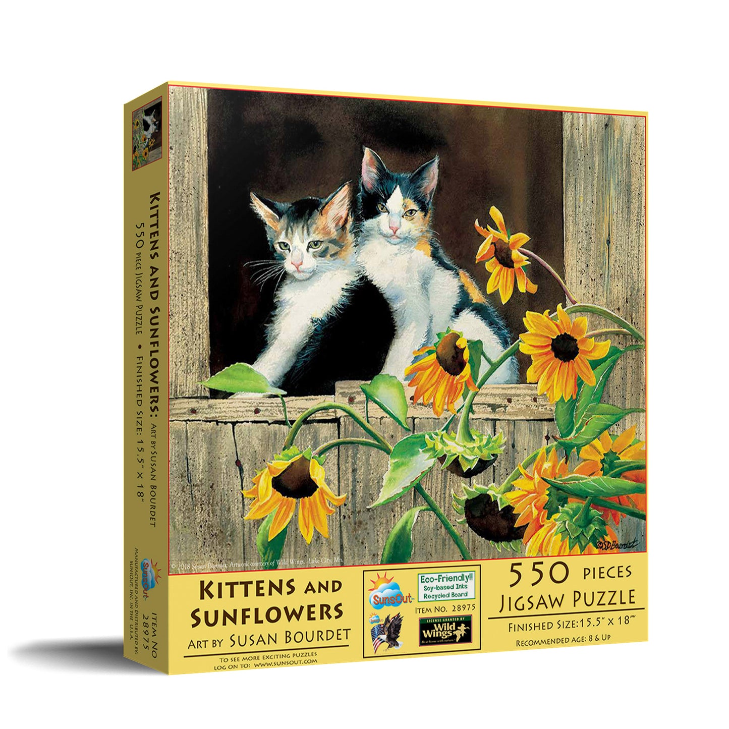 Kittens and Sunflowers - 550 Piece Jigsaw Puzzle