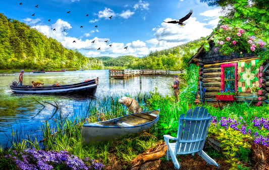 Cottage at the Lake - 550 Piece Jigsaw Puzzle