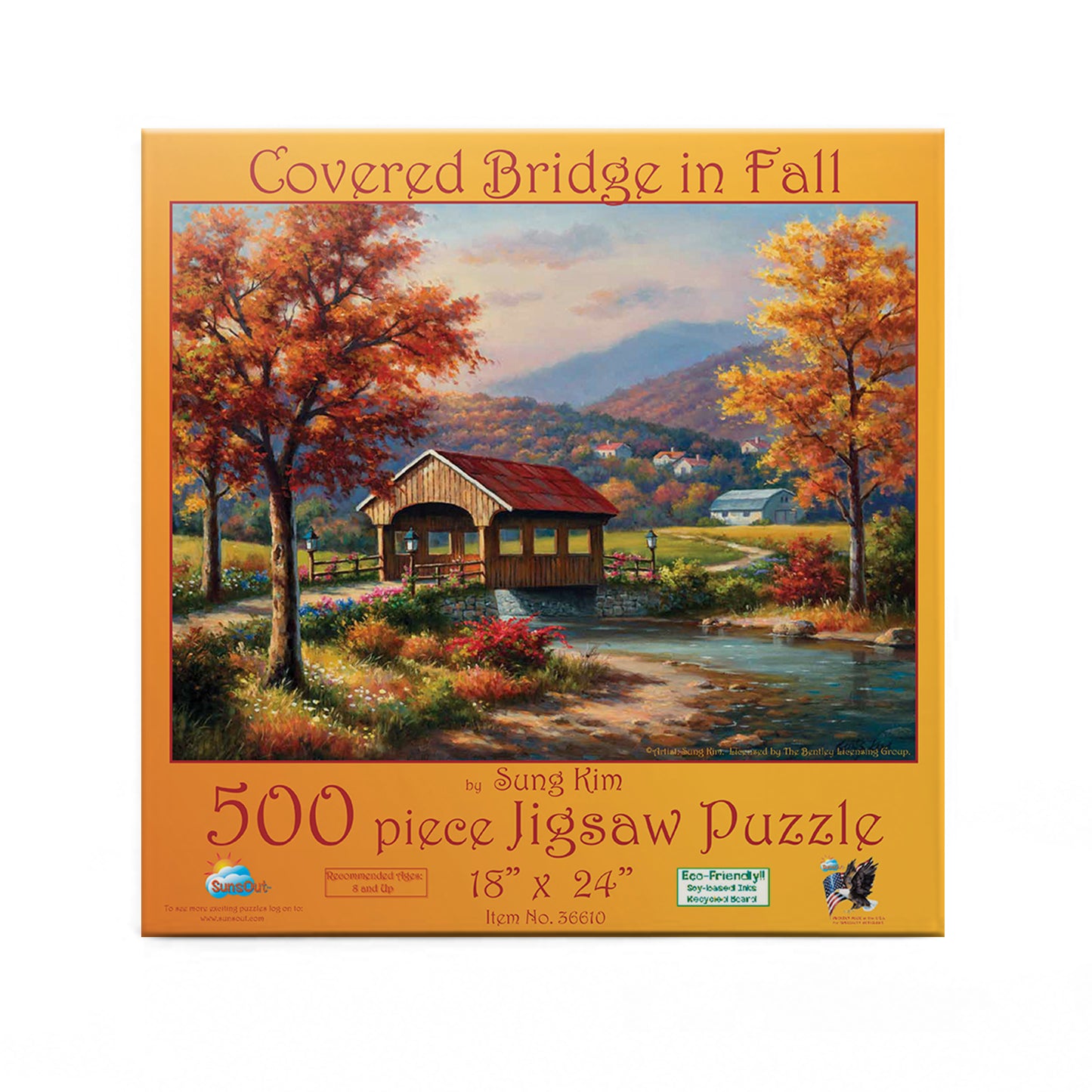 Covered Bridge in Fall (16) - 500 Piece Jigsaw Puzzle