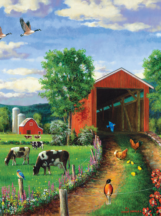Chickens At the Bridge - 500 Piece Jigsaw Puzzle