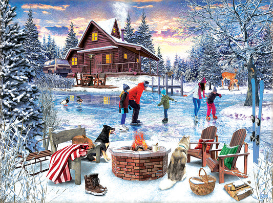 Fireside Skaters - 1000 Piece Jigsaw Puzzle