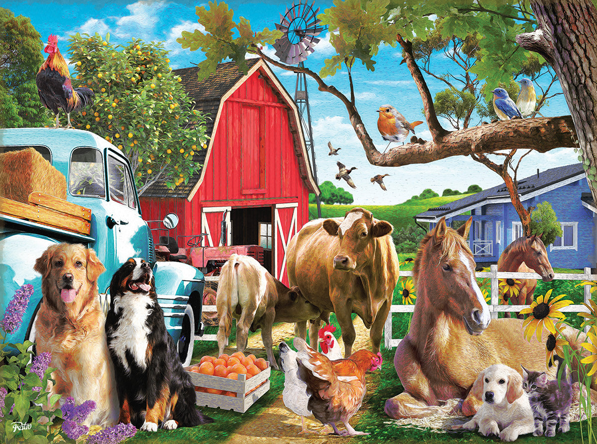 Gathering in the Farmyard - 1000 Piece Jigsaw Puzzle