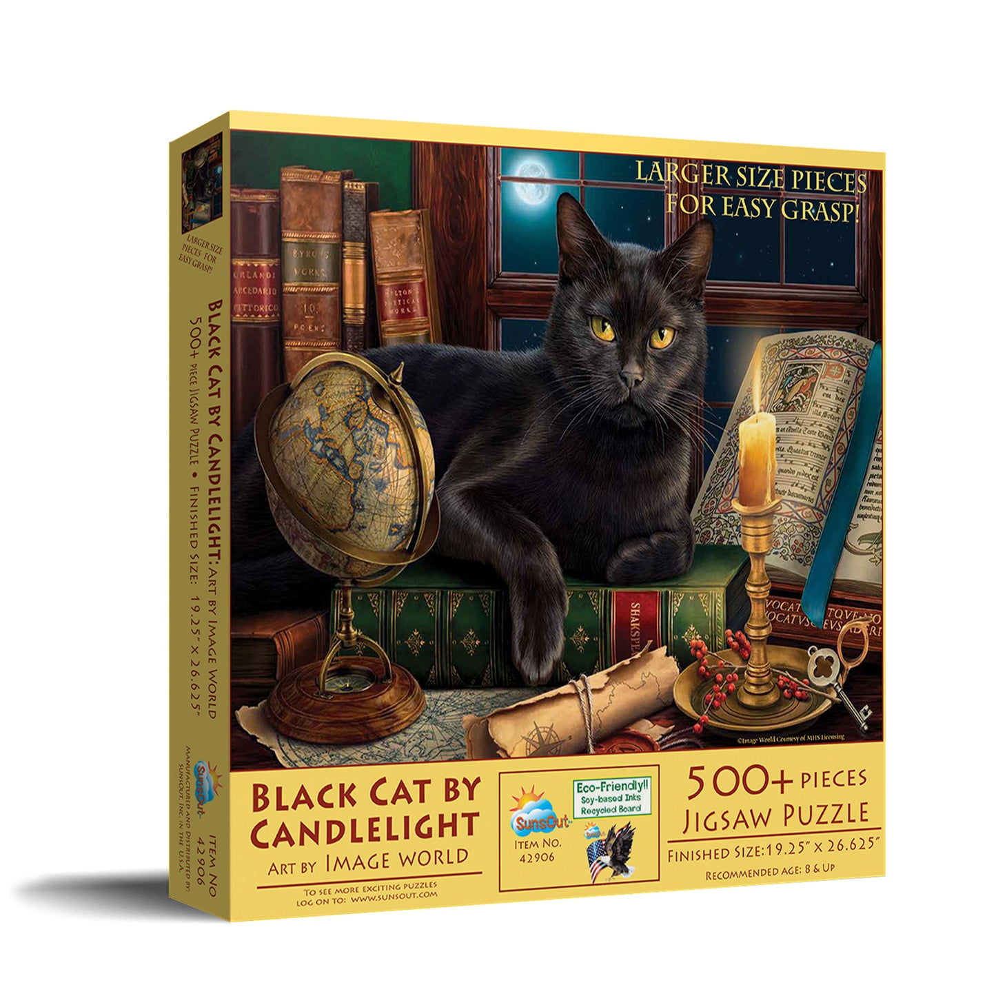 Black Cat by Candlelight - 500 Large Piece Jigsaw Puzzle