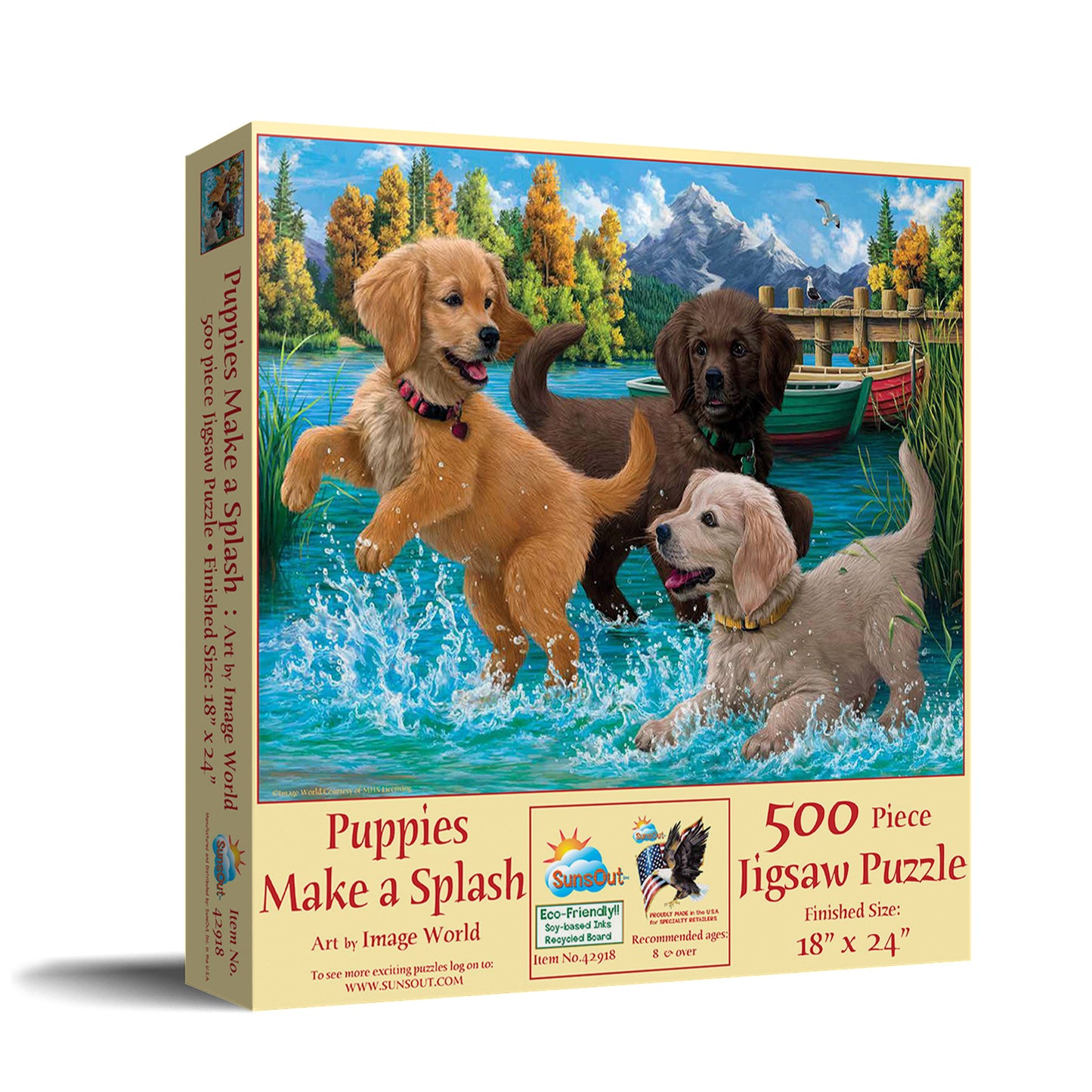 Puppies Make a Splash - 500 Piece Jigsaw Puzzle