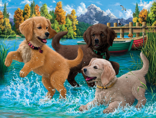 Puppies Make a Splash - 500 Piece Jigsaw Puzzle