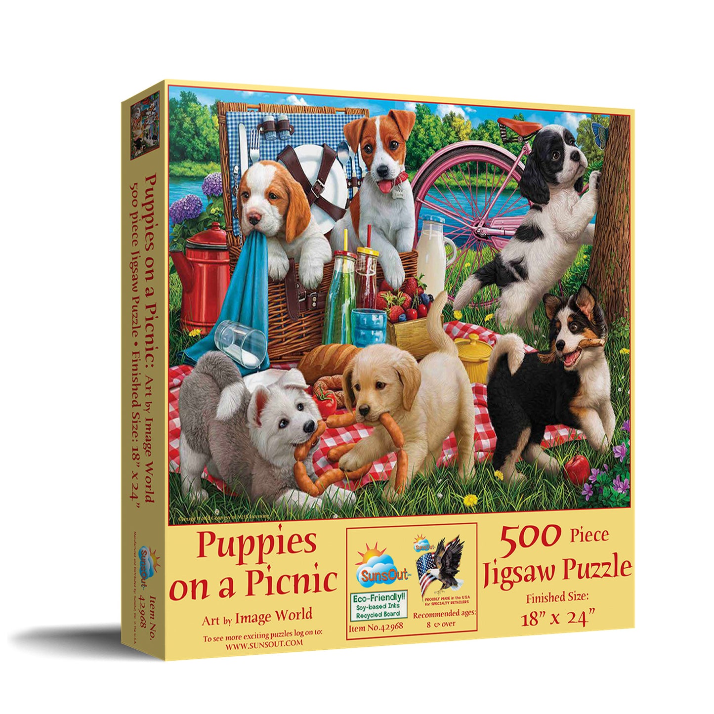 Puppies on a Picnic - 500 Piece Jigsaw Puzzle