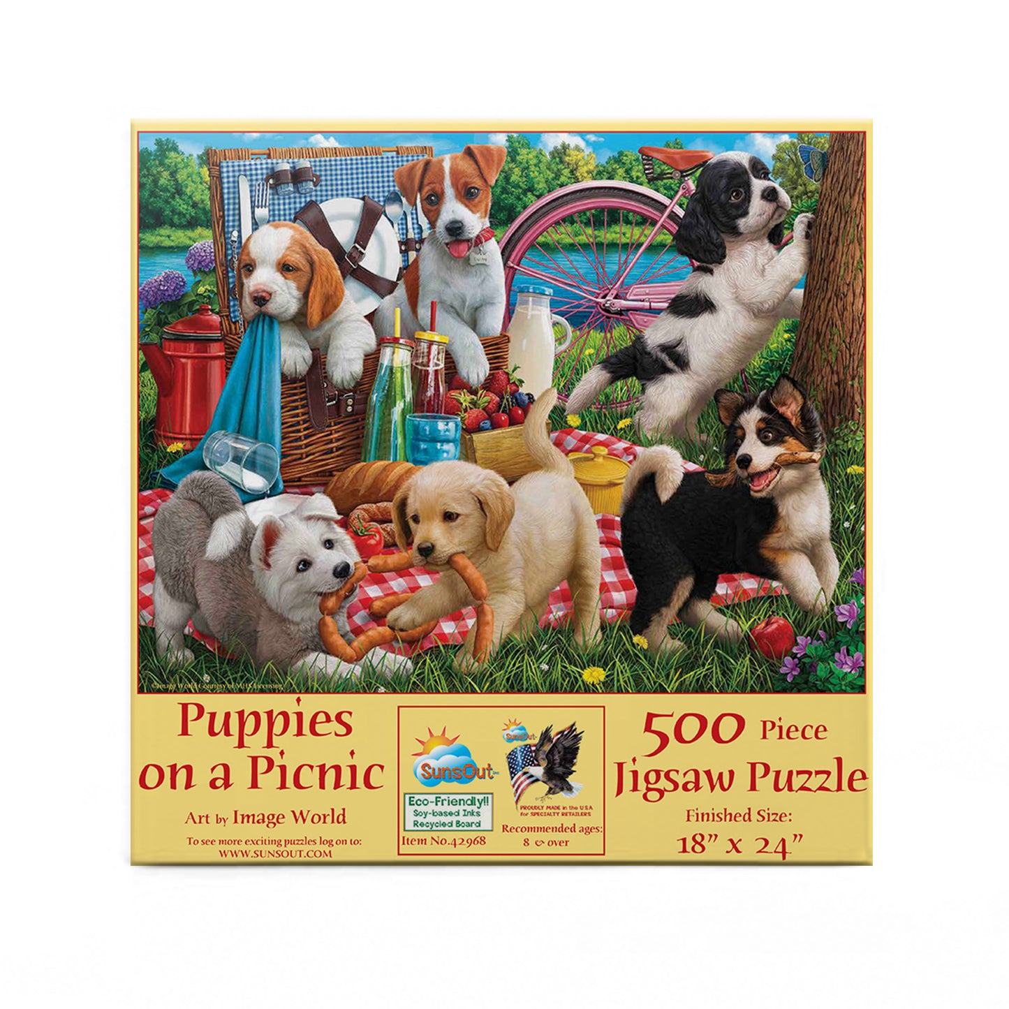 Puppies on a Picnic - 500 Piece Jigsaw Puzzle