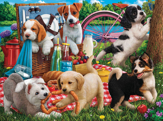 Puppies on a Picnic - 500 Piece Jigsaw Puzzle