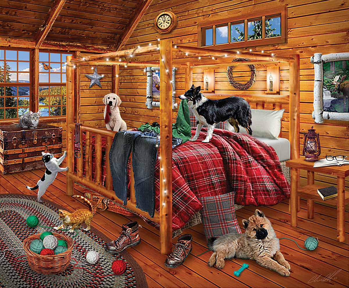 Mountain Cabin Mischief - 1000 Piece Jigsaw Puzzle