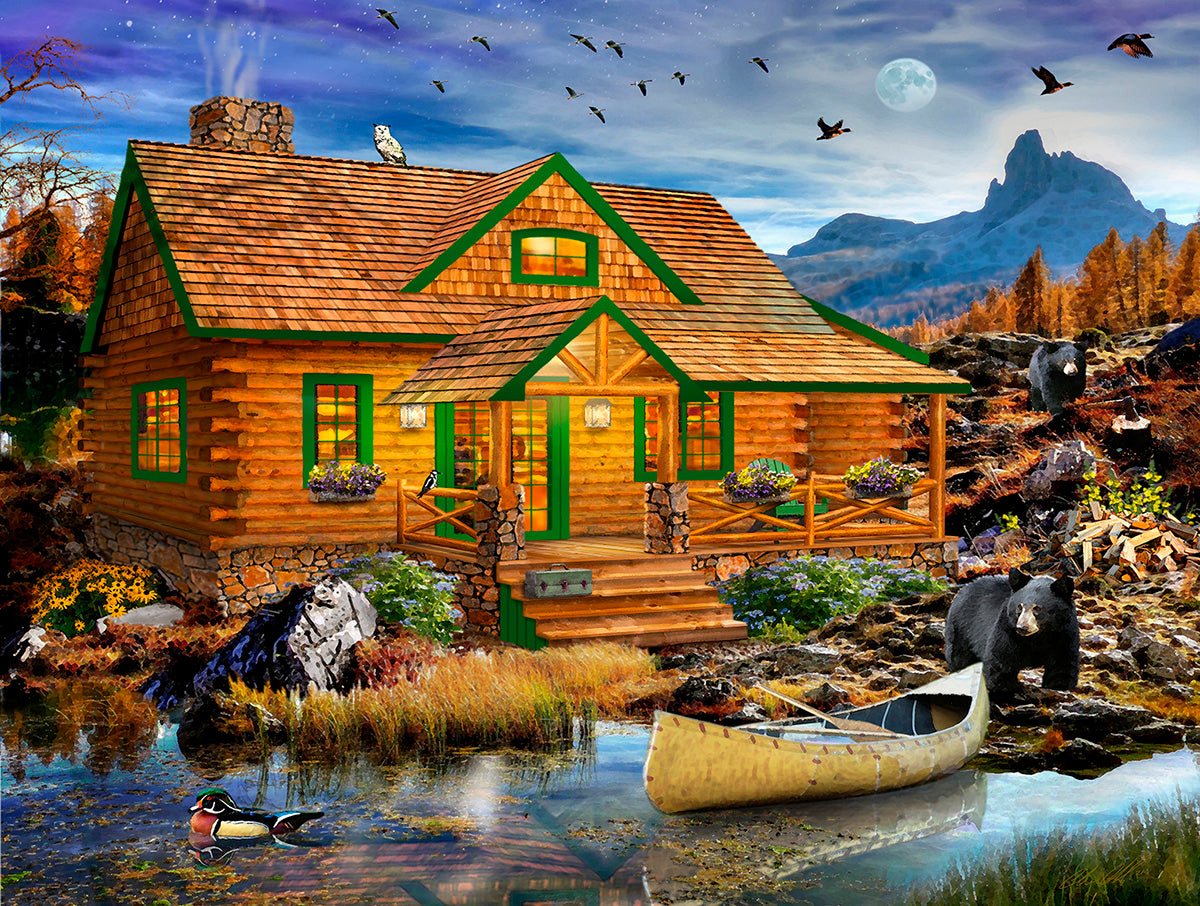 Blue Mountain Cabin - 500 Piece Jigsaw Puzzle