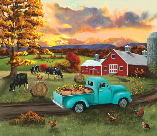Fall Sunset at the Barn - 500 Piece Jigsaw Puzzle