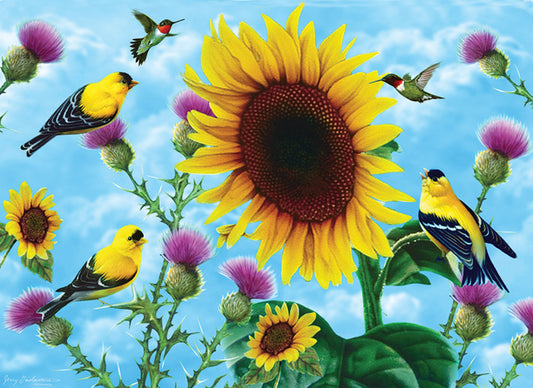 Sunflowers and Songbirds - 500 Large Piece Jigsaw Puzzle