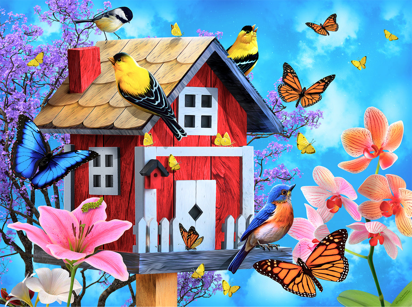 Red Birdhouse - 1000 Piece Jigsaw Puzzle