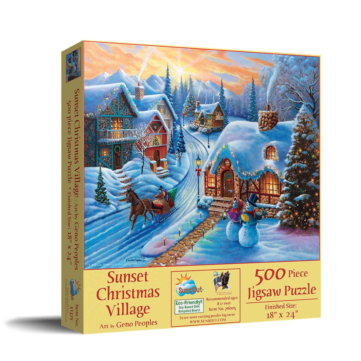 Sunset Christmas Village - 500 Piece Jigsaw Puzzle