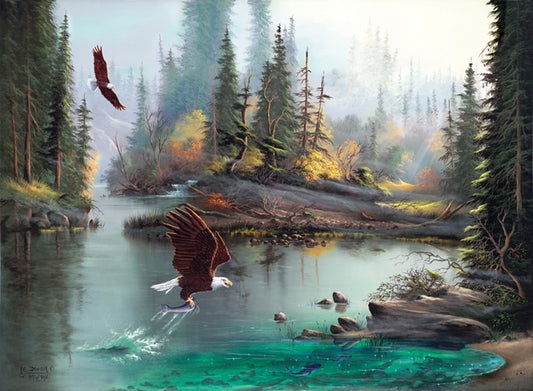 River Eagles - 1000 Large Piece Jigsaw Puzzle