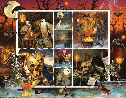 Halloween Stamps: Skeleton Dance - 1000 Piece Jigsaw Puzzle