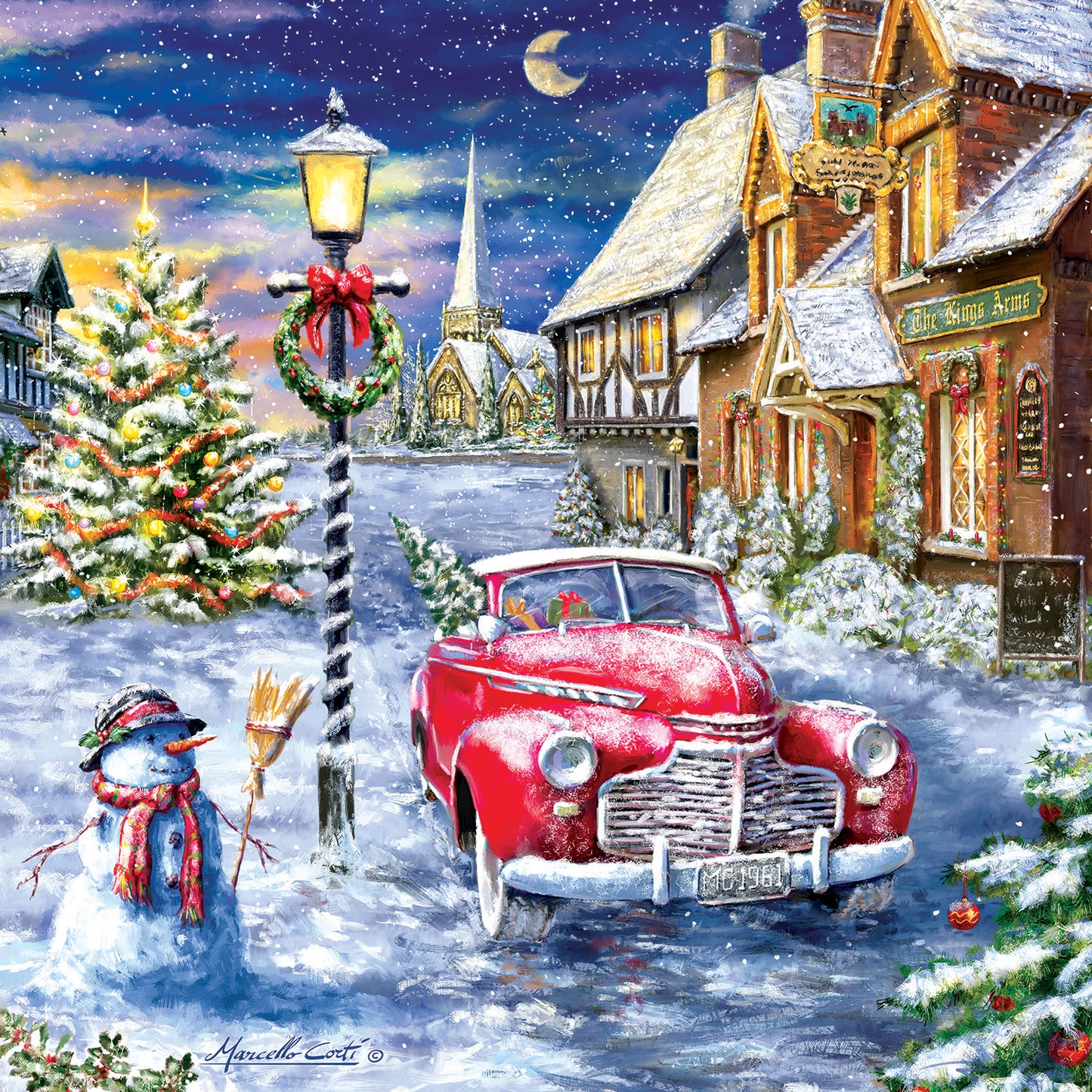 A Red Car for Christmas - 500 Piece Jigsaw Puzzle