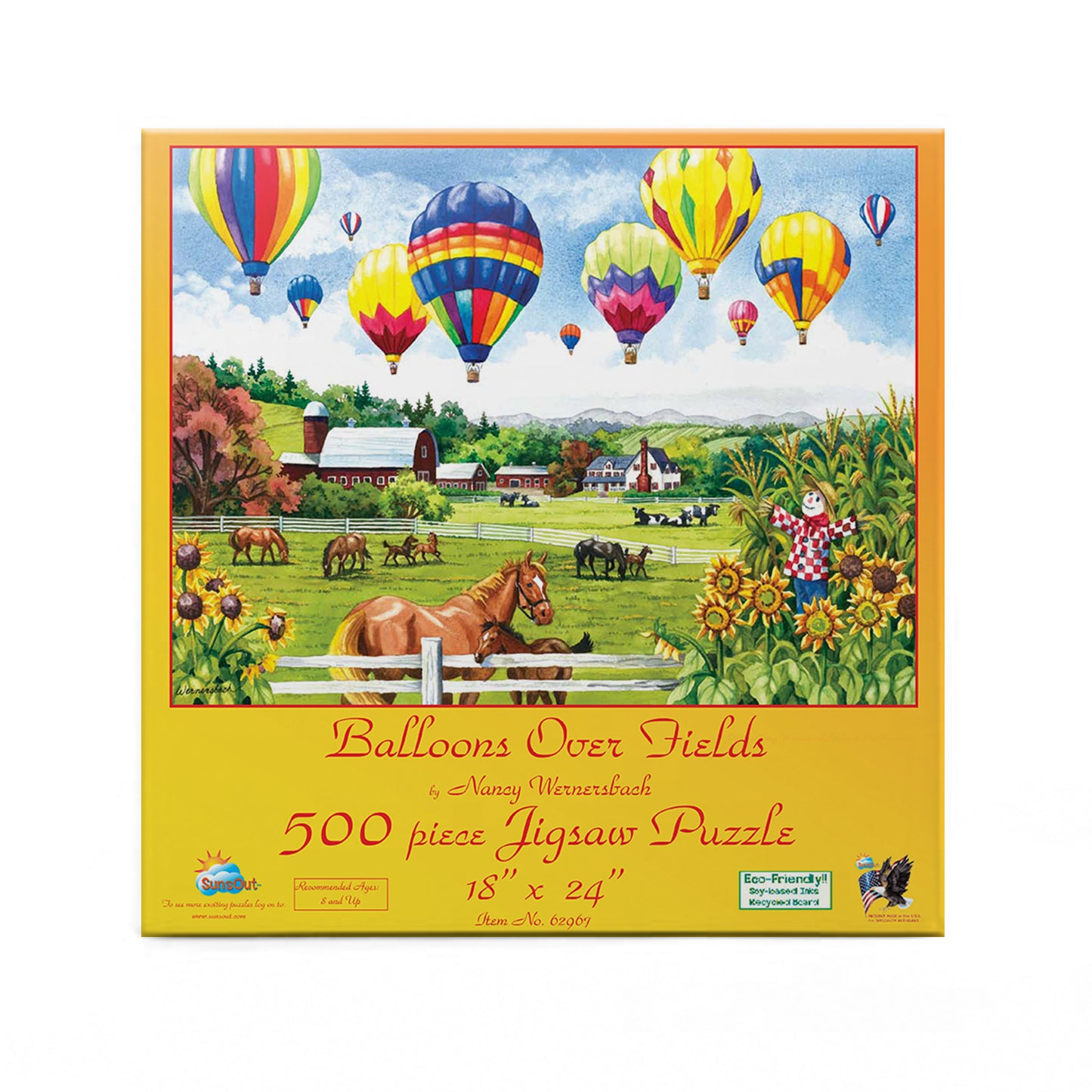 Balloons Over Fields - 500 Piece Jigsaw Puzzle